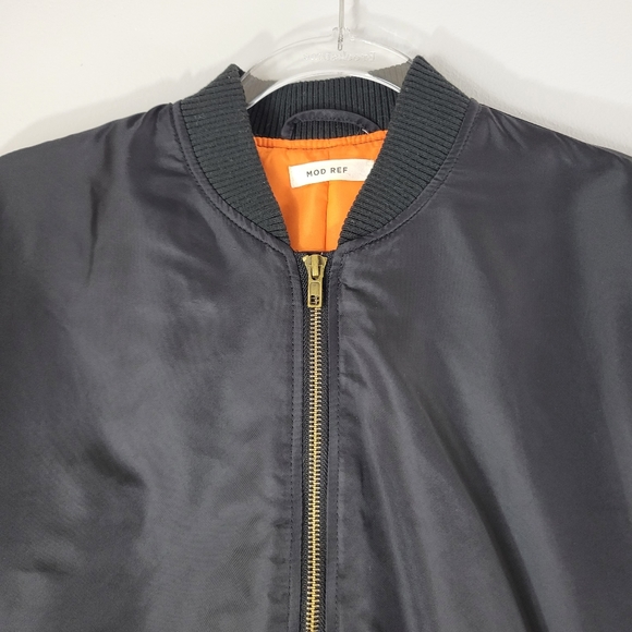 Women's MOD REF black zip front minimalist casual short length bomber jacket - Picture 2 of 11